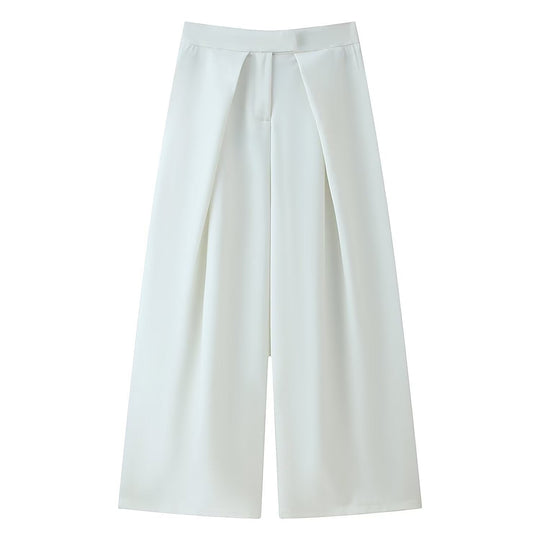 Damen weit geschnittene Culotte-Hose mit eleganten Falten und hohem Bund