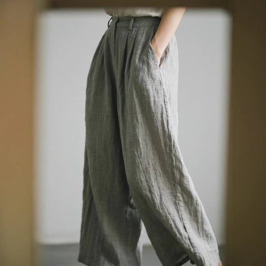 Damen Lockere Leinenhose Nord Taschen