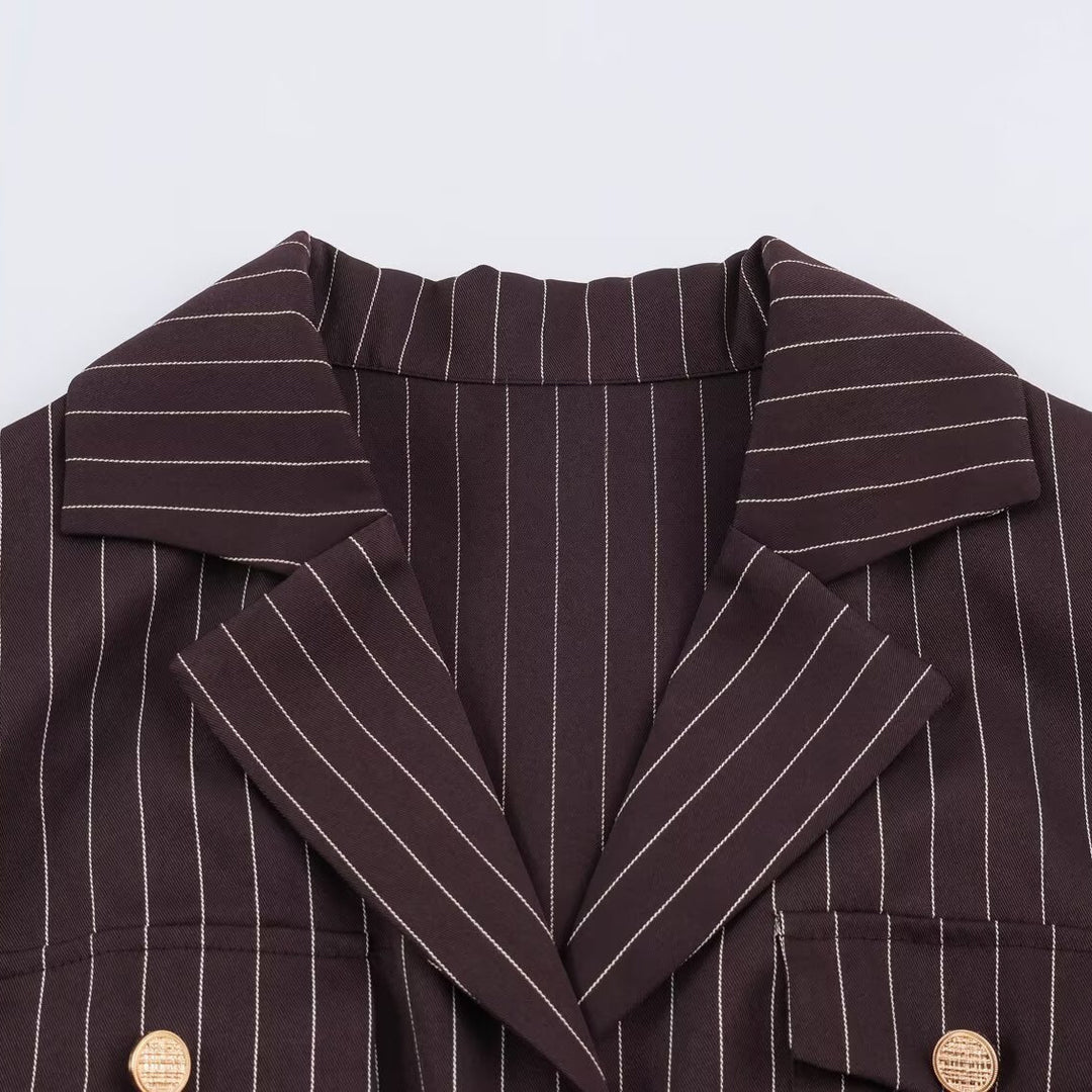 Damen Hemdblusenkleid im Nadelstreifen-Look mit Taillengürtel Nord Taschen