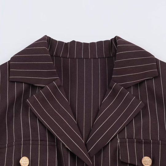 Damen Hemdblusenkleid im Nadelstreifen-Look mit Taillengürtel Nord Taschen