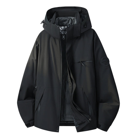 Herren Wetterfeste dreilagige Hardshelljacke mit verstellbarer Kapuze, verschweißten Nähten & Multifunktionstaschen Nord Taschen