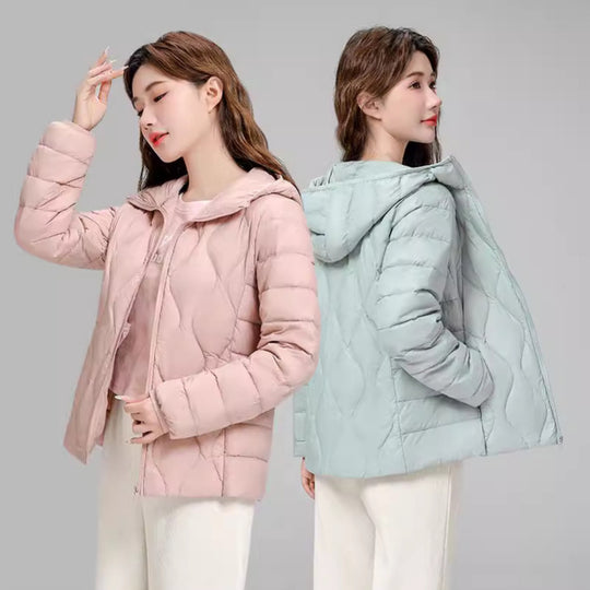 Damen gesteppte Thermo-Kapuzenjacke mit diamantförmiger Steppung Nord Taschen