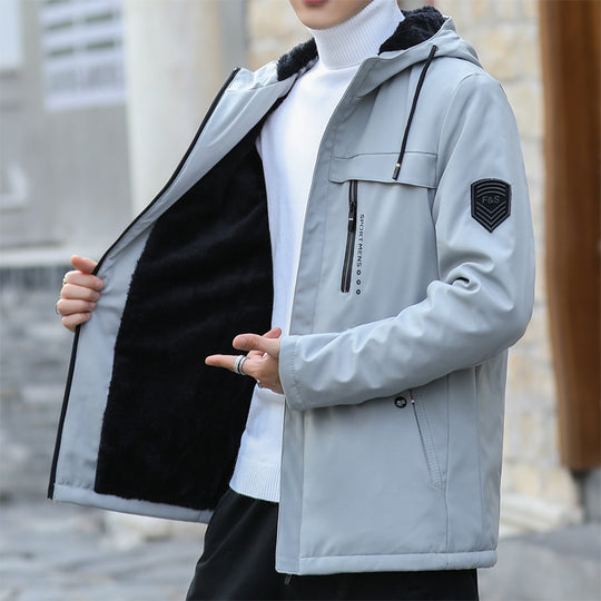 Herren Urbaner Softshell-Parka mit Teddyfleece-Innenfutter, verdecktem Reißverschluss und Brusttasche Nord Taschen