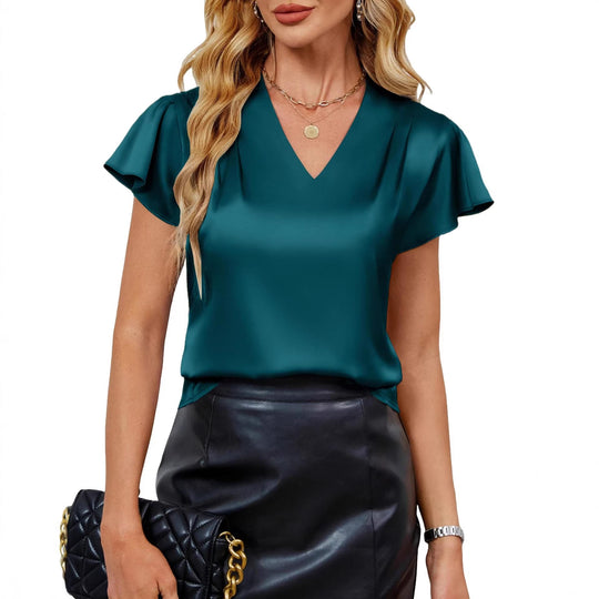 Damen Seidenbluse mit schmalen Flügelärmeln