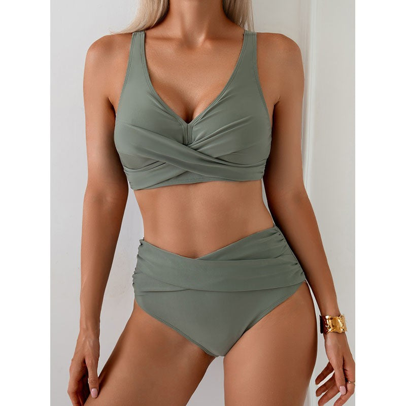 Damen Hochtailliertes Bikini-Set mit raffiniertem Wickeldesign Nord Taschen