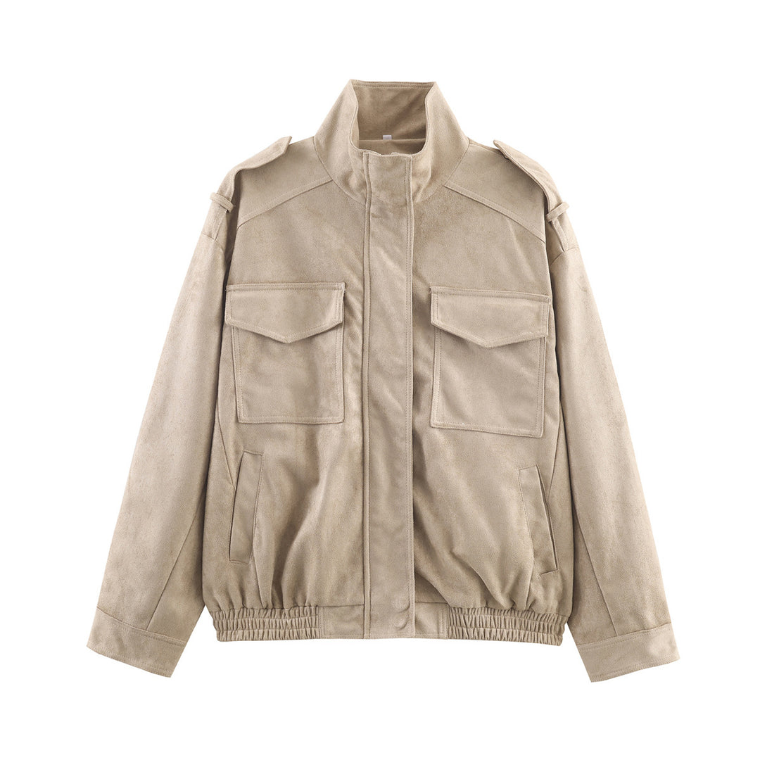 Damen Kurzjacke im Military-Stil mit Schulterklappen, aufgesetzten Brusttaschen und elastischem Saum Nord Taschen