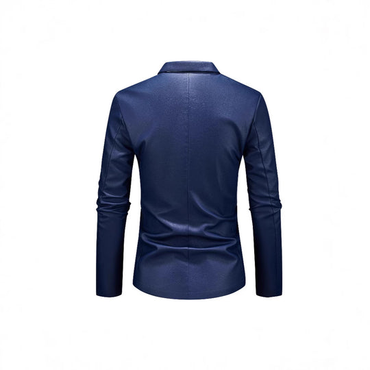 Herren Slim-Fit Ledersakko mit Ein-Knopf, klassischem Revers und Pattentaschen Nord Taschen