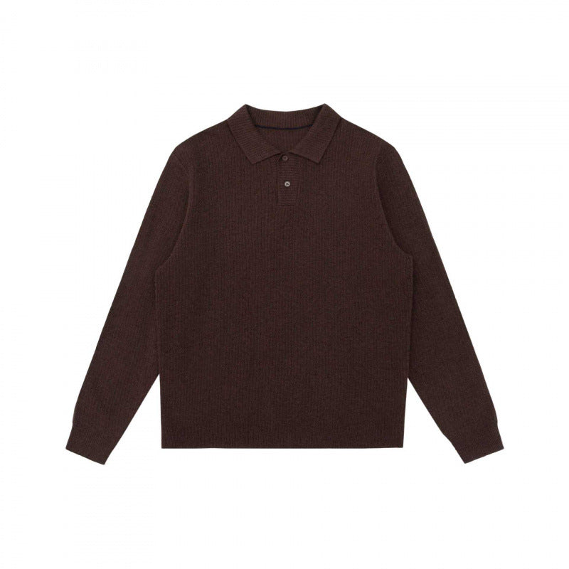 Herren Feinstrick-Poloshirt mit Rippenstruktur, Langarm und klassischem Hemdkragen Nord Taschen