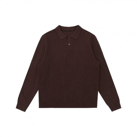 Herren Feinstrick-Poloshirt mit Rippenstruktur, Langarm und klassischem Hemdkragen Nord Taschen