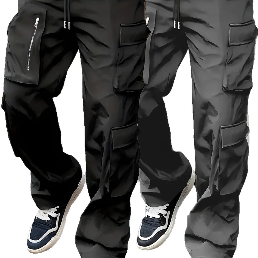 Herren weite Utility-Cargohose mit Tunnelzugbund, multifunktionalen Taschen & Reißverschlusstasche Nord Taschen