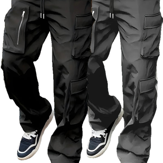 Herren weite Utility-Cargohose mit Tunnelzugbund, multifunktionalen Taschen & Reißverschlusstasche Nord Taschen