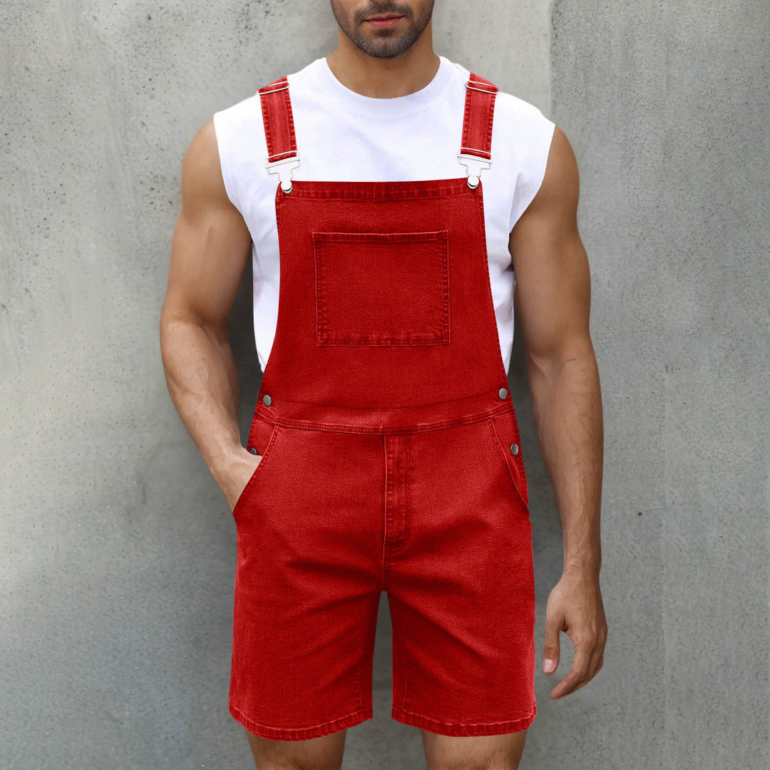 Herren Denim-Latzshorts mit modernen Taschen und verstellbaren Trägern Nord Taschen