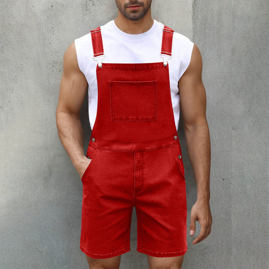 Herren Denim-Latzshorts mit modernen Taschen und verstellbaren Trägern Nord Taschen