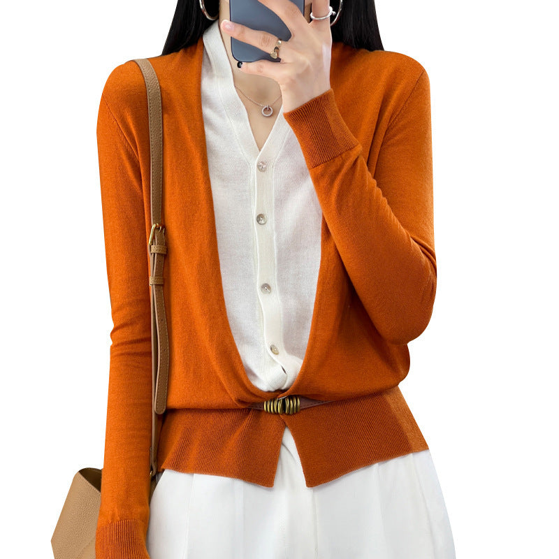 Damen Leichter Offener Feinstrick-Cardigan mit asymmetrischer Zipfelkante und taillierter Silhouette Nord Taschen