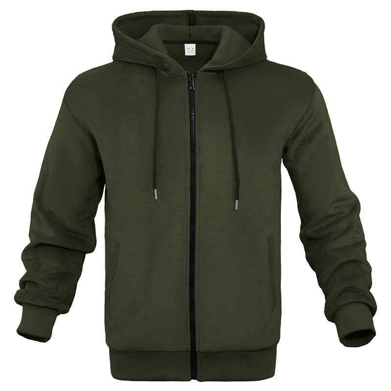 Herren Strukturiertes Kapuzen-Sweatshirt mit Vollzip, Seitentaschen und Rippbündchen Nord Taschen