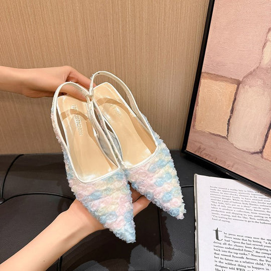 Damen Elegante Slingpumps mit floralem Design und schimmernder Oberfläche Nord Taschen