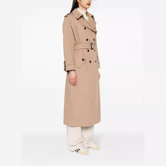 Damen Trenchcoat im Maxilänge mit doppelreihiger Knopfleiste und Taillengürtel Nord Taschen