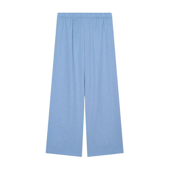 Damen Weite Palazzo-Hose mit elastischem Bund und fließendem Leinenmix Nord Taschen