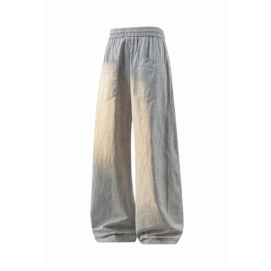 Damen Weite Leinenoptik-Hose mit elastischem Bund und aufgesetzten Taschen Nord Taschen