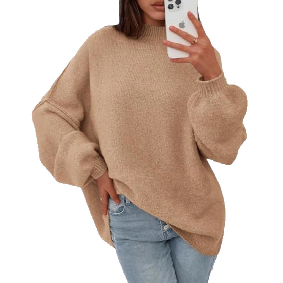 Damen Weicher Oversized Pullover Nord Taschen