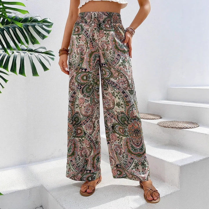 Damen lockere Palazzo-Hosen mit Paisleymuster