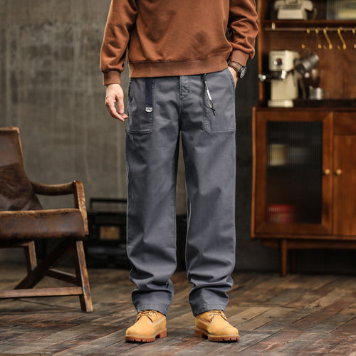 Herren Lockere Canvas-Cargohose mit Tunnelzugbund und aufgesetzten Fronttaschen Nord Taschen