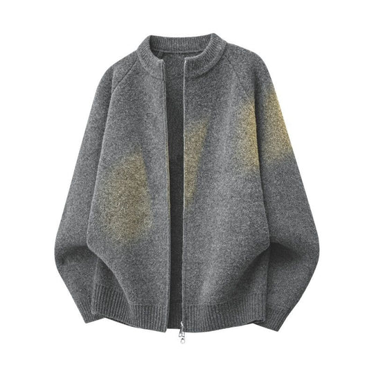 Damen Strick-Bomberjacke mit kurzem Stehkragen, Raglanärmeln und Zwei-Wege-Reißverschluss Nord Taschen