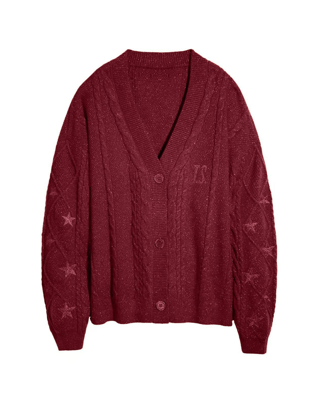 Damen Strickcardigan mit Zopfstrick, Stern‑Stickerei und Glanzfäden Nord Taschen