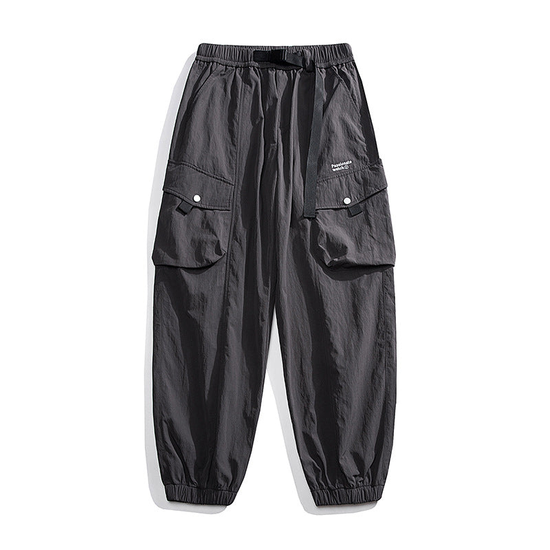 Herren Nylon Utility Cargohose mit elastischem Bund, verstellbarem Gürtel und Pattentaschen Nord Taschen