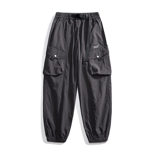 Herren Nylon Utility Cargohose mit elastischem Bund, verstellbarem Gürtel und Pattentaschen Nord Taschen