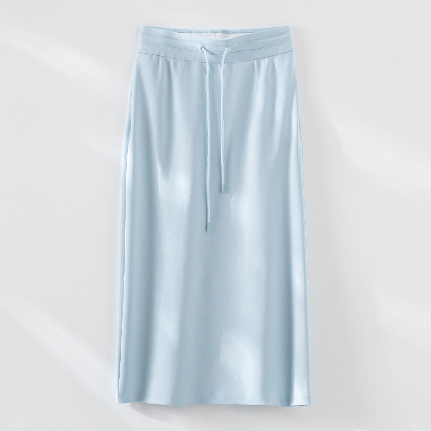 Damen Jersey-Midirock mit elastischem Tunnelzugbund und geradem Fall Nord Taschen