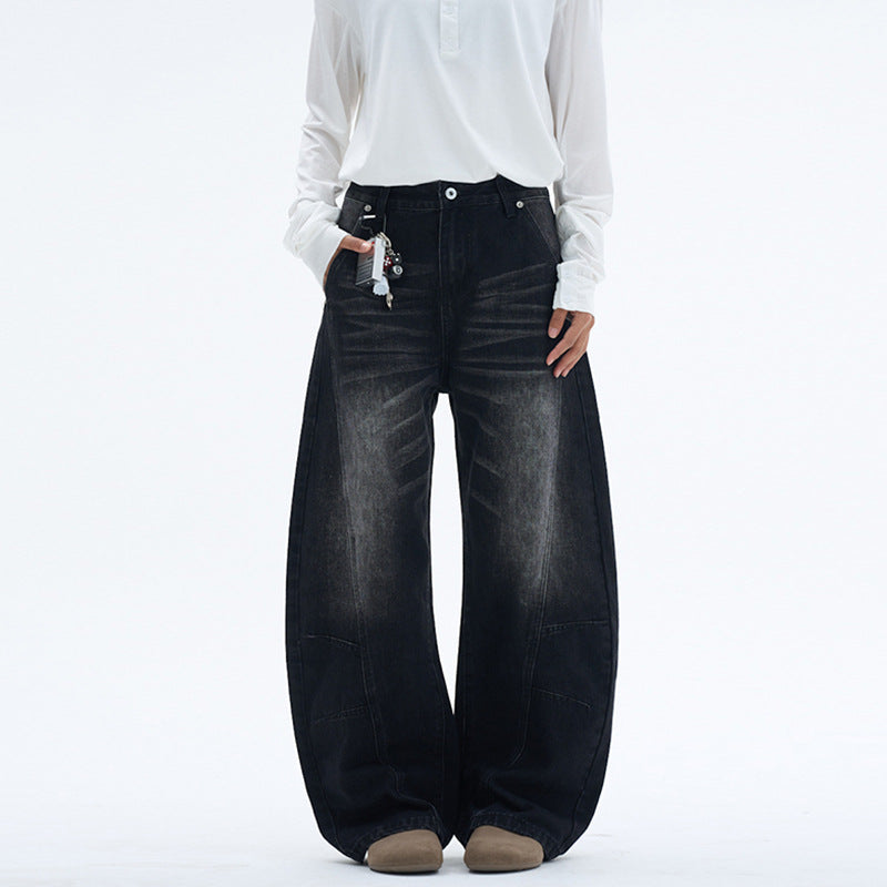 Damen Extraweite Palazzodenim-Jeans mit hoher Bundlinie, Paneelnähten und weitem Saum Nord Taschen