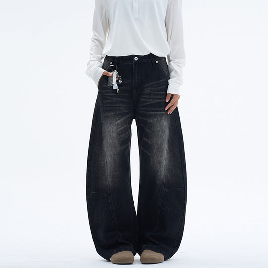 Damen Extraweite Palazzodenim-Jeans mit hoher Bundlinie, Paneelnähten und weitem Saum Nord Taschen