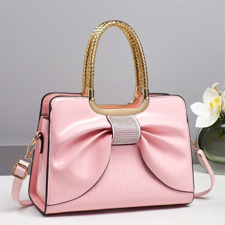 Damen Designer-Handtasche mit schimmerndem Schleifenakzent Nord Taschen