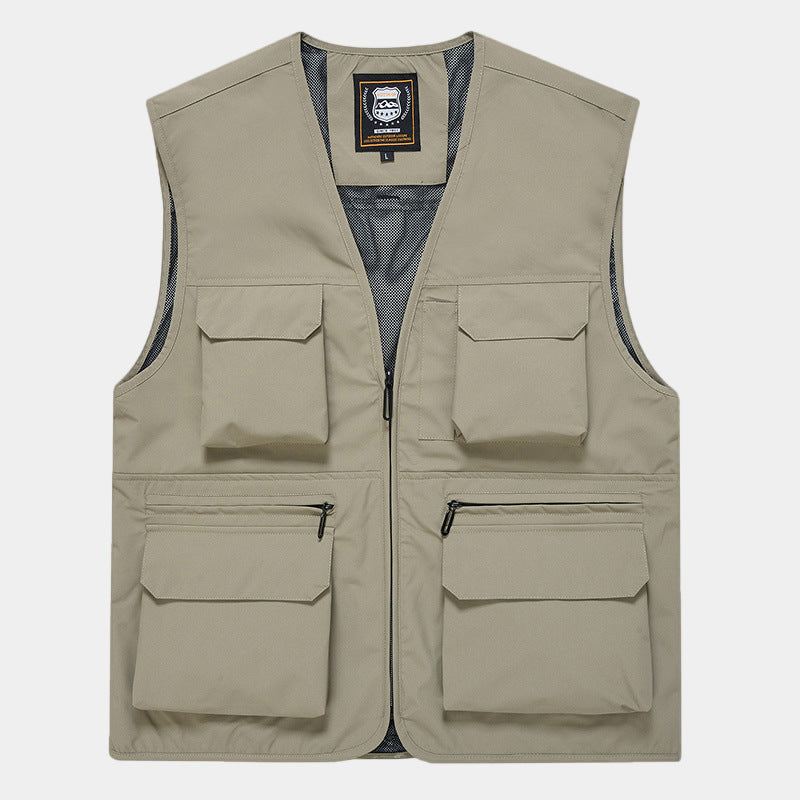 Herren Multifunktionale Utility‑Weste aus technischem Canvas mit Mesh‑Futter und Frontreißverschluss Nord Taschen