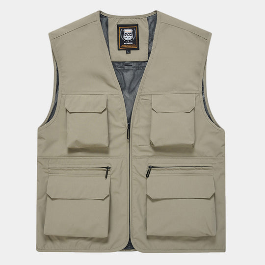 Herren Multifunktionale Utility‑Weste aus technischem Canvas mit Mesh‑Futter und Frontreißverschluss Nord Taschen