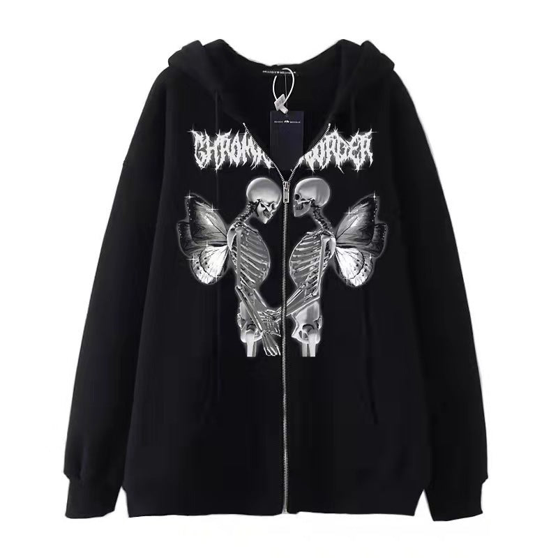 Damen nan Kapuzenjacke mit durchgehendem Reißverschluss und Rippenherz-Print Nord Taschen