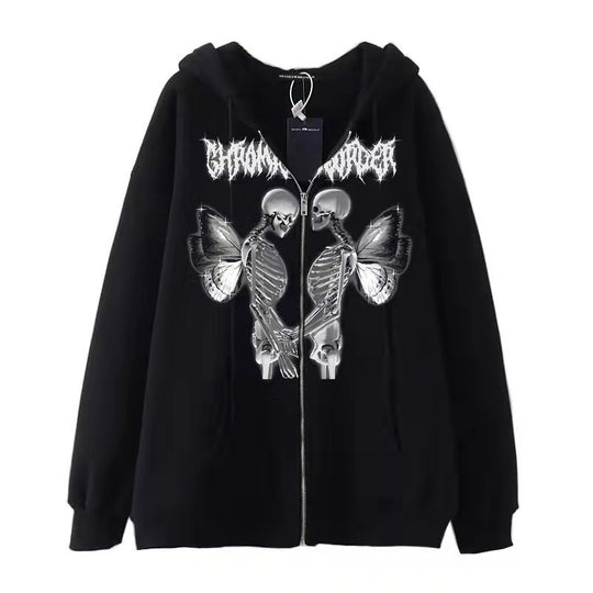 Damen nan Kapuzenjacke mit durchgehendem Reißverschluss und Rippenherz-Print Nord Taschen