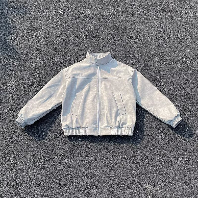 Unisex Kurz geschnittene Oversize-Bomberjacke mit Stehkragen und elastischem Saum Nord Taschen