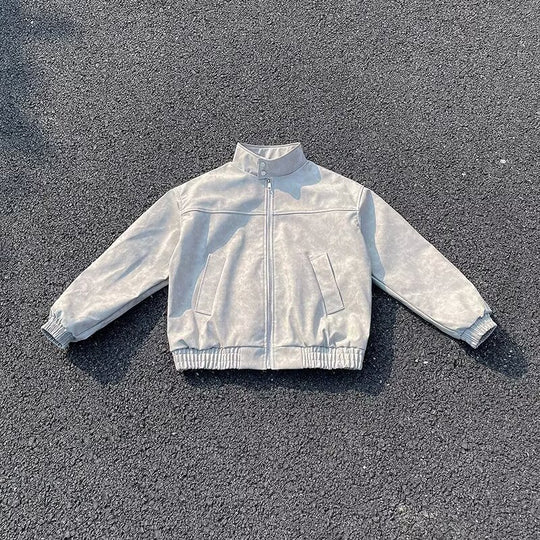 Unisex Kurz geschnittene Oversize-Bomberjacke mit Stehkragen und elastischem Saum Nord Taschen