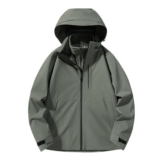 Herren Wasserdichte technische Softshell-Hybridjacke mit integriertem Fleecefutter und verstellbarer Kapuze Nord Taschen
