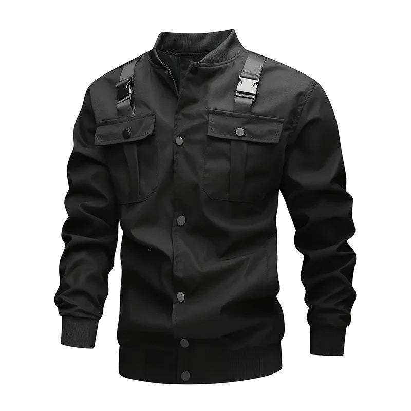 Herren Bomberjacke im Utility‑Stil mit Schulterträgern, Druckknopfleiste & Pattentaschen Nord Taschen