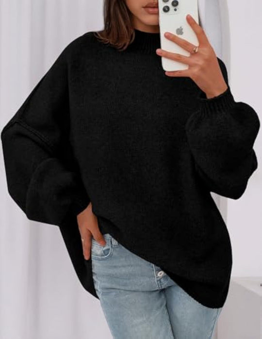 Damen Weicher Oversized Pullover Nord Taschen