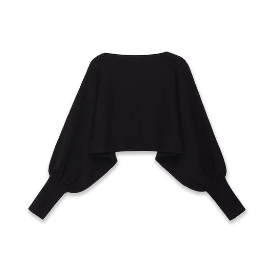 Damen Cropped-Bolero mit weiten Fledermausärmeln und langen Rippenbündchen Nord Taschen