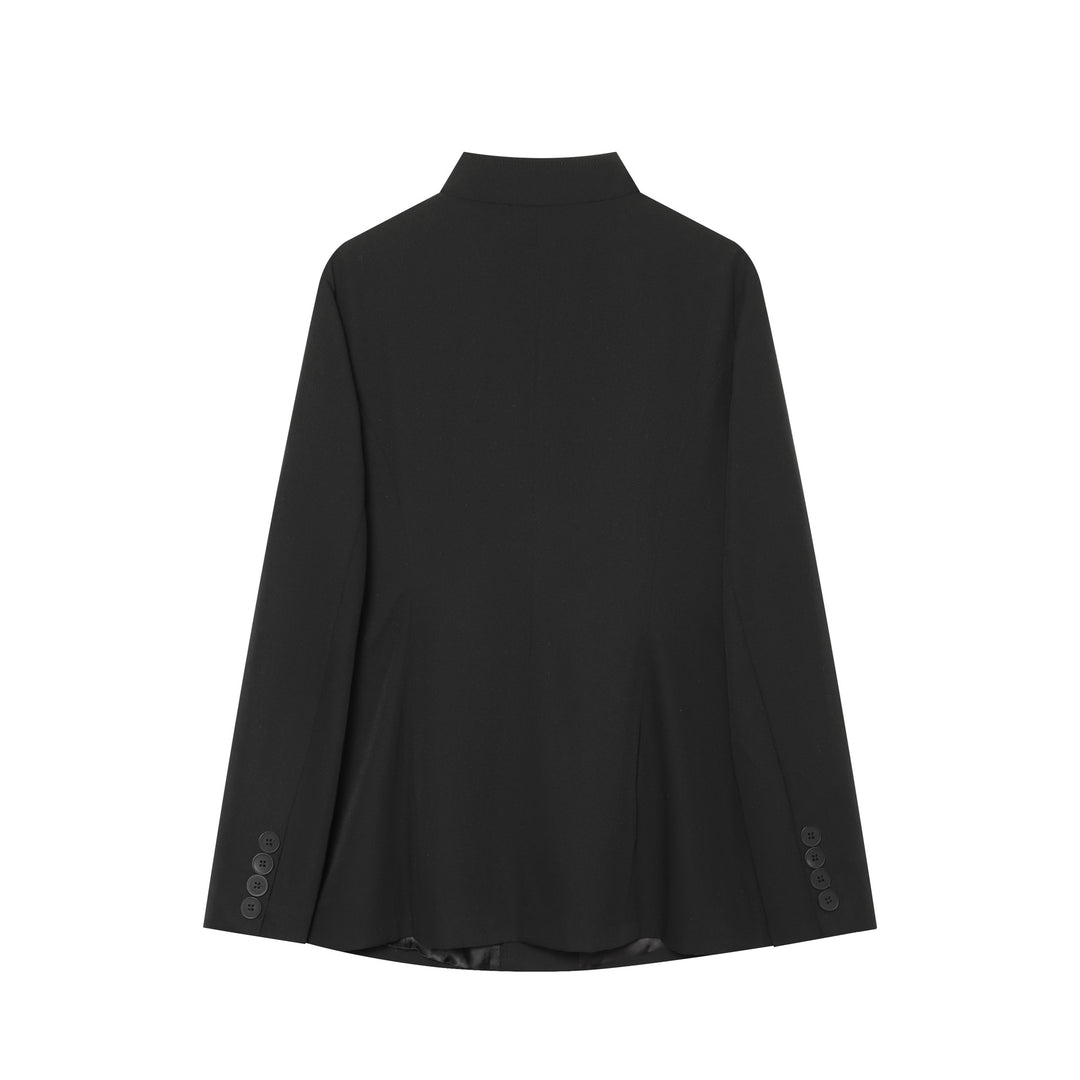 Damen Taillierter Kurzblazer mit Stehkragen und durchgehender Knopfleiste Nord Taschen