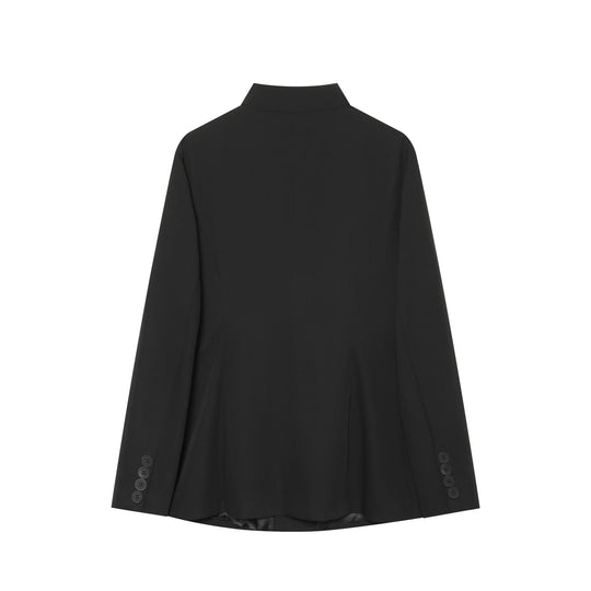 Damen Taillierter Kurzblazer mit Stehkragen und durchgehender Knopfleiste Nord Taschen