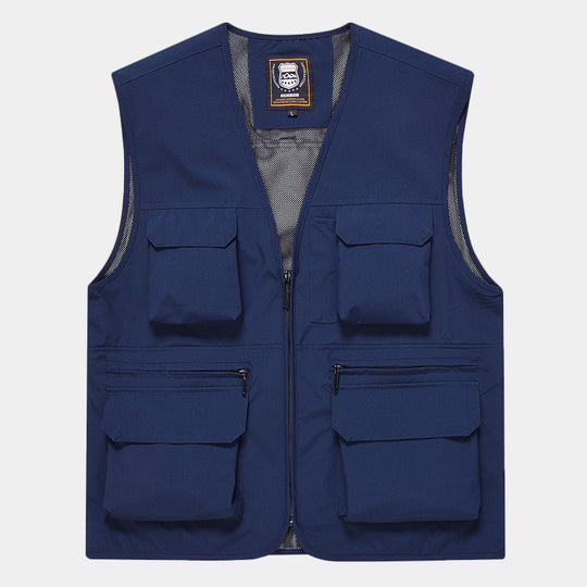 Herren Multifunktionale Utility‑Weste aus technischem Canvas mit Mesh‑Futter und Frontreißverschluss Nord Taschen