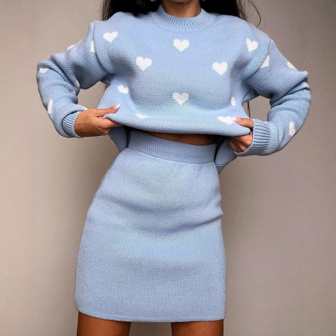 Damen Pullover mit Herzjacquard und lockerem Oversize-Schnitt Nord Taschen