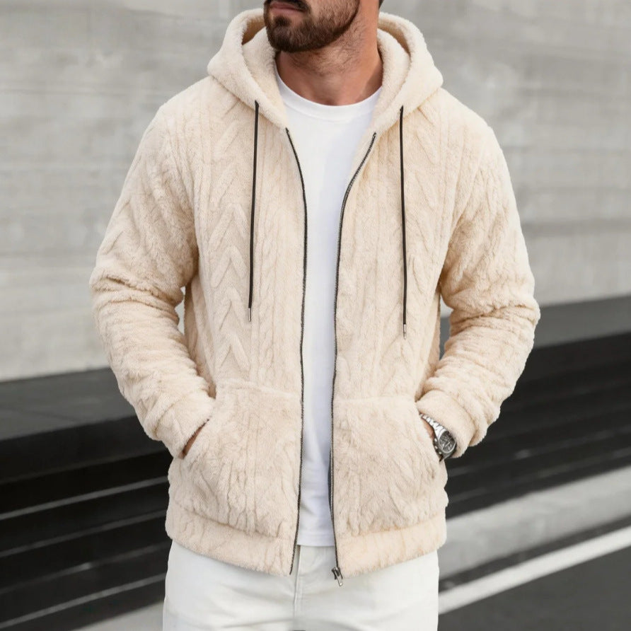 Herren kuschelige Kapuzenjacke aus Teddyfleece mit durchgehendem Reißverschluss und Kängurutaschen Nord Taschen