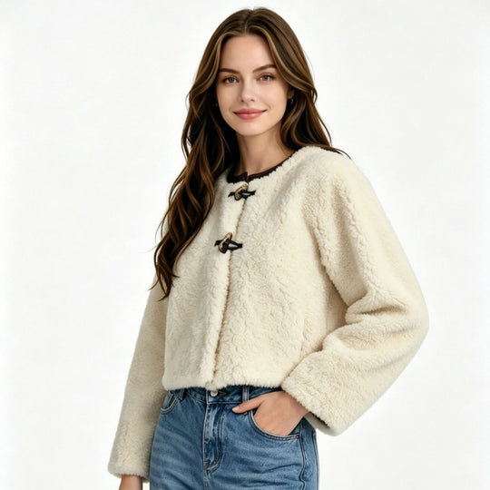 Damen Kurzblouson aus Teddy‑Fleece mit Knebelverschlüssen Nord Taschen